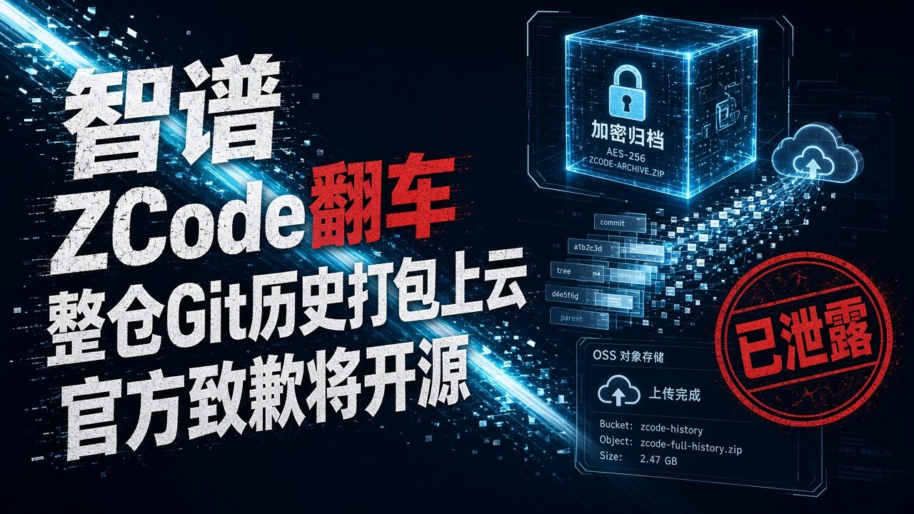 智谱ZCode翻车！整仓Git历史打包上云，官方致歉将开源