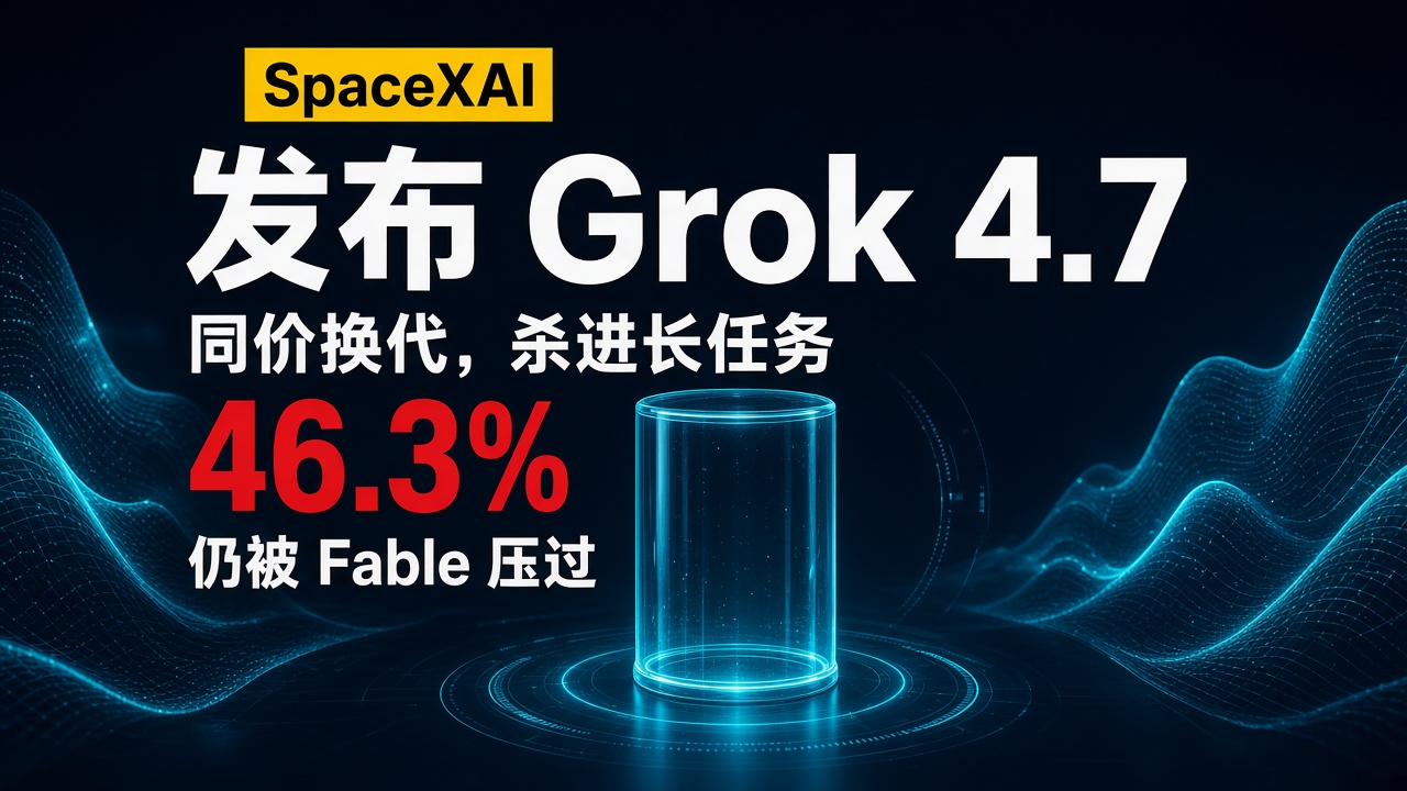 SpaceXAI发布Grok 4.7，同价换代杀进长任务！46.3%仍被Fable压过