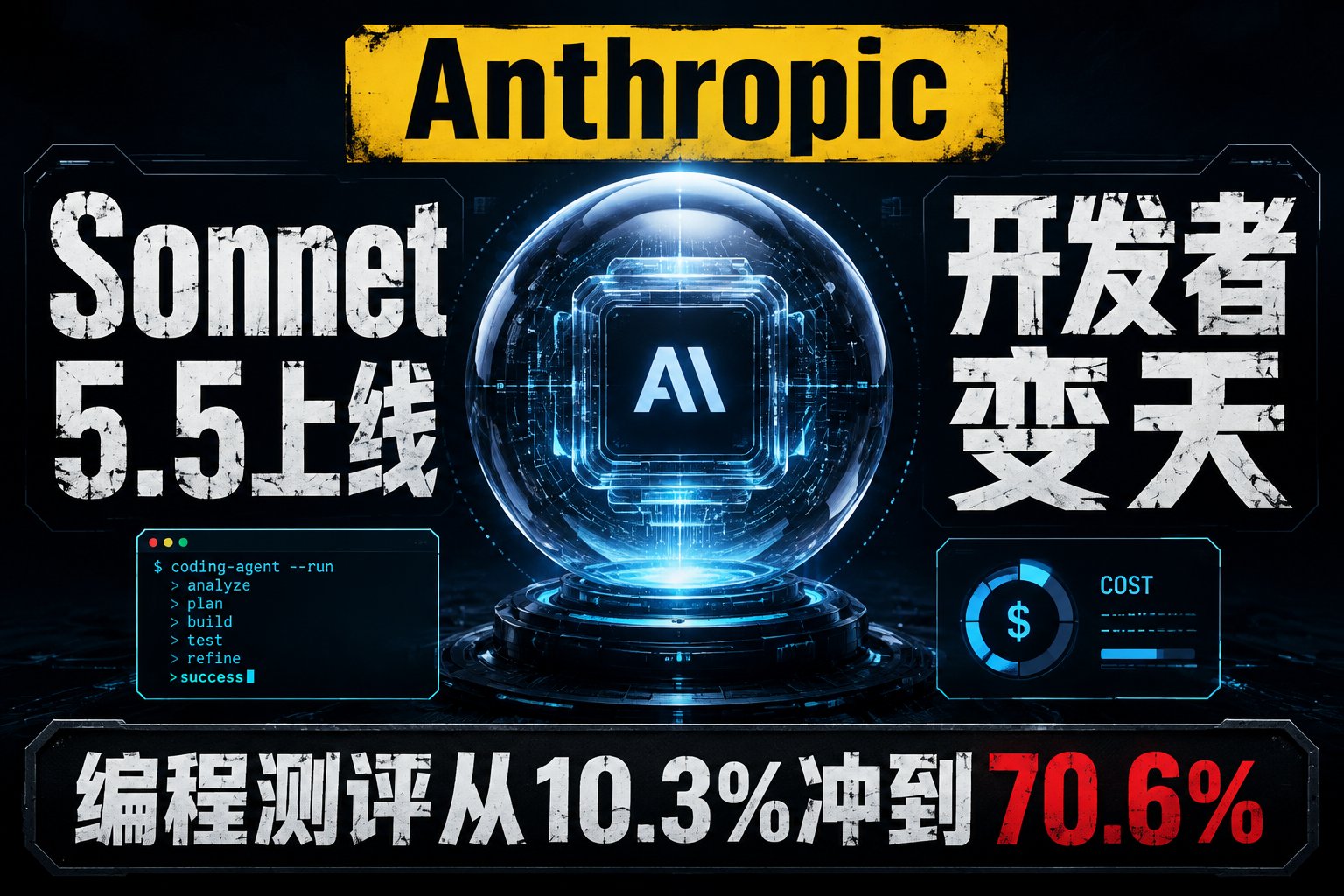 Sonnet 5.5上线，开发者变天！编程测评从10.3%冲到70.6%
