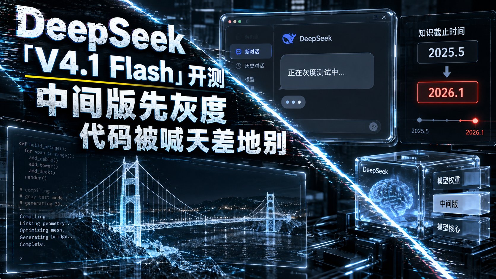 DeepSeek「V4.1 Flash」开测！中间版先灰度，代码被喊天差地别