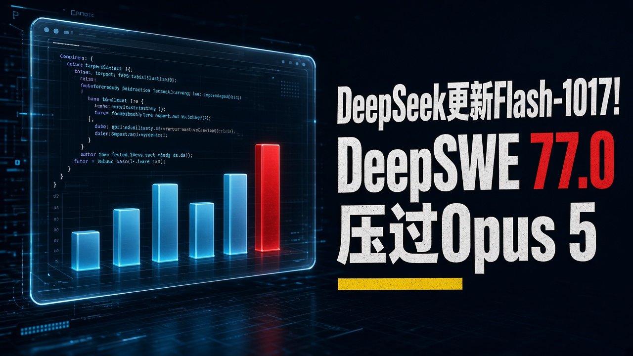 DeepSeek更新Flash-1017！DeepSWE 77.0压过Opus 5